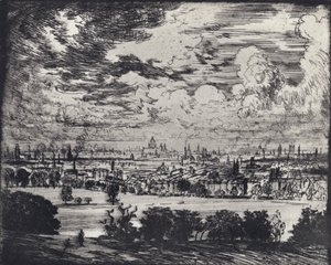 Londres, sobre Hampstead (litho) de Joseph (after) Pennell