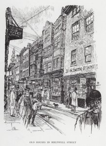 Casas antigas em Holywell Street (litho) de Joseph (after) Pennell