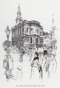 St Mary-le-Strand from the East (litho) de Joseph (after) Pennell