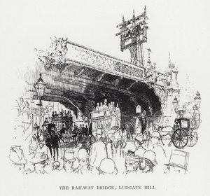 A Ponte Ferroviária, Ludgate Hill (litho) de Joseph (after) Pennell