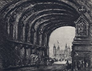 A Torre, a partir da Ponte da Torre (litho) de Joseph (after) Pennell