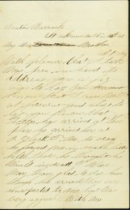 Carta assinada por Joseph A. Fardell, Benton Barracks, St. Louis, Mo., à Mãe, 12 de Novembro de 1863 de Joseph A. Fardell