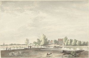 A casa da balsa no Lek perto de Schoonhoven de Joseph Adolf Schmetterling