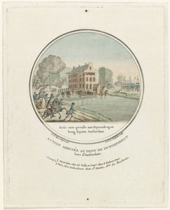 Ataque na ponte Duivendrecht, 1787 Ação para Gevalle aan Duyvendregse brug buyten Amsterdam / Action arrivée au pont de Duyvendregt hors d