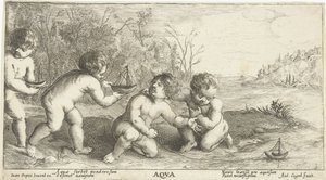 Crianças a brincar com barcos
Aqva (título sobre o objecto) de Joseph Antoine Cochet