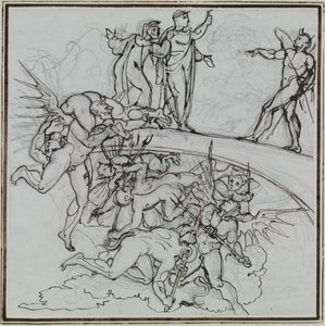 No lago de pez dos corruptos, o conselheiro de Lucca (Inferno de Dante, Canto 21, V 34) de Joseph Anton Koch
