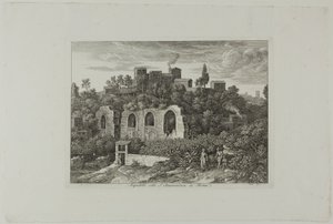 Aqueduto Abaixo do Mosteiro de São Boaventura em Roma, placa dez de Die Römische Ansichten de Joseph Anton Koch
