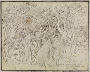 Dante e Virgílio na floresta dos suicidas (Inferno de Dante, Canto 13)