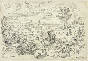 Paisagem com São Jorge e o Dragão e o Monte Soratte de Joseph Anton Koch