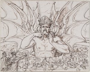 Lúcifer no centro do inferno. Ilustração para a Divina Comédia de Dante Alighieri, ca 1803.