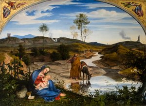Repos pendant le fuite en Egypt, circa 1820-1825 (Óleo sobre madeira (nogueira))