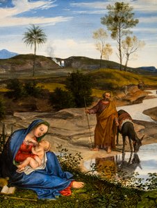 Repos pendant le fuite en Egypt, circa 1820-1825 (Óleo sobre madeira (nogueira))