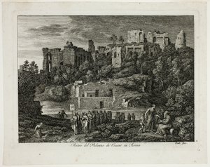Ruínas do Palácio dos Césares em Roma, placa oito de Die Römische Ansichten de Joseph Anton Koch