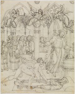 Disputa de São Francisco com Satanás pela alma do monge Guido da Montefeltro (Inferno de Dante, canto 27, v. 112) de Joseph Anton Koch