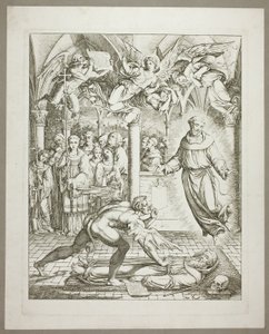 A luta entre o demónio e S. Francisco de Assis pela alma de Guido da Montefeltro, terceira parte de Darstellungen aus Dante