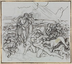 Virgílio acalma Cérbero (Inferno de Dante, canto 6, verso 13) de Joseph Anton Koch