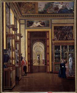A joalheria do Louvre e a enfileirada das salas Carlos X. Pintura de Joseph Auguste (século XIX) de Joseph Auguste
