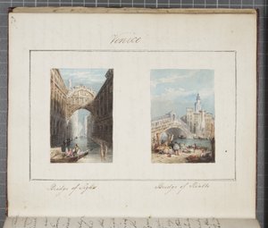 Veneza, colada em Thomas Moodys Journal de uma turnê pela Suíça e Itália, 1822 (wc no papel)
