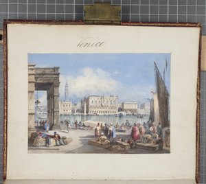 Veneza, colada na página de rosto do Thomas Moodys Journal de uma turnê pela Suíça e Itália, 1822 (wc on paper)