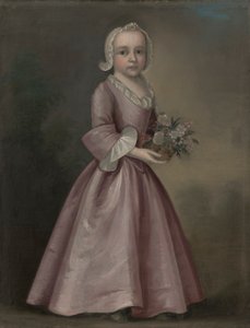 Little Girl Holding Flowers (atribuído a Joseph Badger)