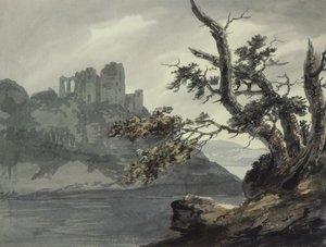 Castelo arruinado perto de um rio de Joseph Barber