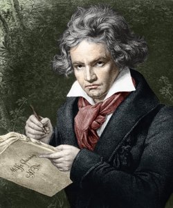 Ludwig van Beethoven (1770-1827), compondo la Missa solemnis, depois de Karl Joseph Stieler (1781-1858) de Joseph Carl (after) Stieler