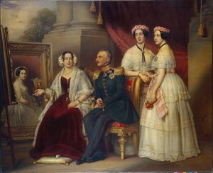 Retrato de família de Joseph, Duque de Saxónia Altenburg (1789-1868) - Pintura de Joseph Karl Stieler (1781-1858), óleo sobre tela de Joseph Carl Stieler