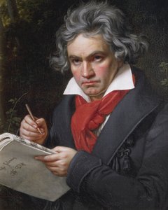 Retrato de Ludwig van Beethoven (1770-1827), compositor e pianista alemão, compondo a Missa Solemnis de Joseph Carl Stieler