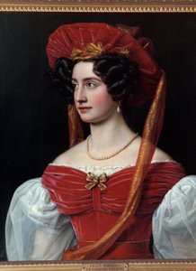 Retrato de Mulher com Pintura de Chapéu Vermelho de Joseph Karl Stieler (1781-1858) Século XIX. Munique, Chateau De Nymphenburg de Joseph Carl Stieler