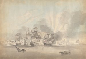 Cena de batalha: Navios de batalha, Frigadas e Corvetas; Barco afundado e Barco a Remo de Joseph Cartwright