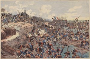 Batalha de Jemappes, Guerras Revolucionárias Francesas, 6 de Novembro de 1792 (cor litho)