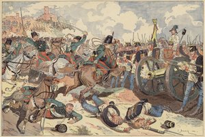 Batalha de Solferino, Itália, Segunda Guerra da Independência Italiana, 24 de Junho de 1859 (cor litho)