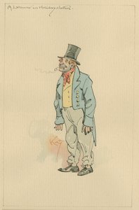Um trabalhador em roupas de férias, c.1920s (caneta e tinta com wc no papel) de Joseph Clayton Clarke