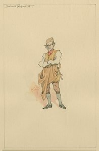 Simon Tappertit, c.1920s (caneta e tinta com wc no papel) de Joseph Clayton Clarke