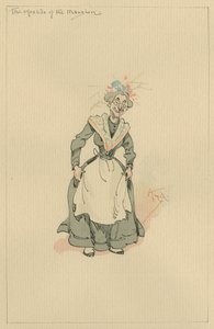 A anfitriã da mansão, c.1920s (caneta e tinta com wc no papel) de Joseph Clayton Clarke