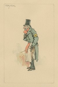 Trotty Veck - The Chimes, c.1920s (pena e tinta com wc no papel) de Joseph Clayton Clarke