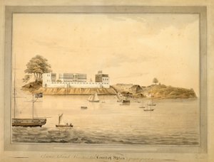 Vista da ilha de Bance, Serra Leoa, África, c.1805 (aguarela) de Joseph Corry