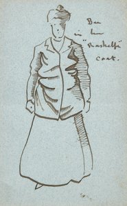 Tia Abelha em seu casaco Rashelfe (caneta e tinta) de Joseph Crawhall