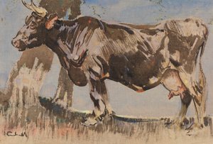 A Vaca Velha (guache sobre linho) de Joseph Crawhall