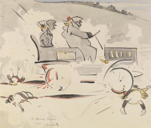 O porco da estrada (lavagem sobre papel) de Joseph Crawhall