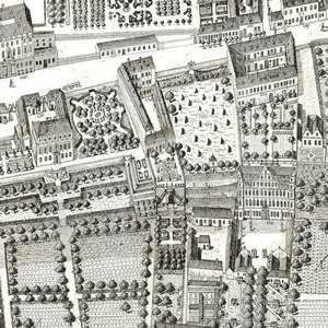 Detalhe de um mapa de Viena mostrando 135 Alsergrund, onde Mozart e sua família viveram em 1788 (água-forte e gravura) de Joseph Daniel Huber