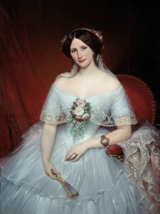 Retrato de Madame Pouchet Ela é a esposa do médico Archimede Pouchet, amigo de Gustave Flaubert. Pintura de Joseph Court (1797-1865) 1849 Sol. 0,97x1,3 m Rouen, musee des Beaux Arts - Retrato de Madame Pouchet, esposa do médico Archimede Pouchet