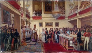 O casamento do rei Leopoldo I com a princesa de Orleães, entre 1833 e 1837 (óleo) de Joseph Desire Court