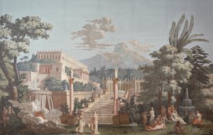 Design de papel de parede representando Telêmaco de Joseph Dufour