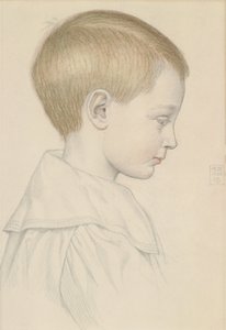 Esboço da cabeça de um menino, 1906 (lápis e wc no papel) de Joseph Edward Southall
