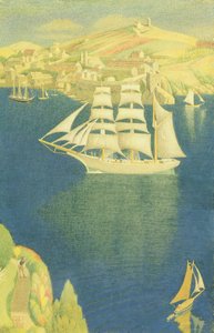 The White Barque at Fowey, 1943 (tempera a bordo) de Joseph Edward Southall