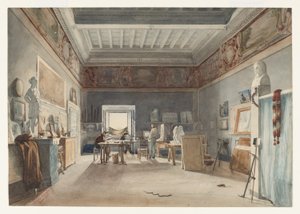 Um Estúdio na Villa Medici, Roma de Joseph Eugène Lacroix