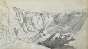 Carclase Tin Mine in Cornwall, c.1810 (lápis com lavagem em papel) de Joseph Farington