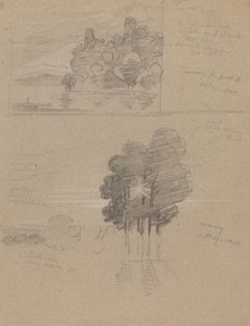 Dois Esboços de um Castelo e de Árvores; Manhãs e Noite de Joseph Farington