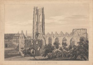 Vista da Igreja de São Nicolau em Valenciennes após o Cerco de Joseph Farington